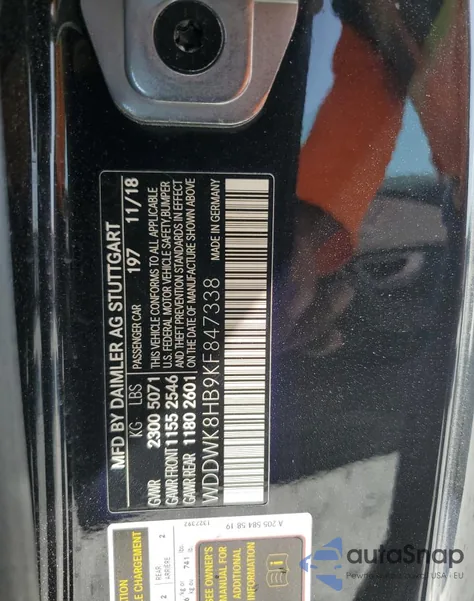 2019 Mercedes-Benz C 63 Amg-S z USA, uszkodzony, nr VIN WDDWK8HB9KF847338